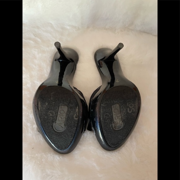 Sexy Carlos Santana High Heel Black Lace & Ribbon Slide - Picture 8 of 12